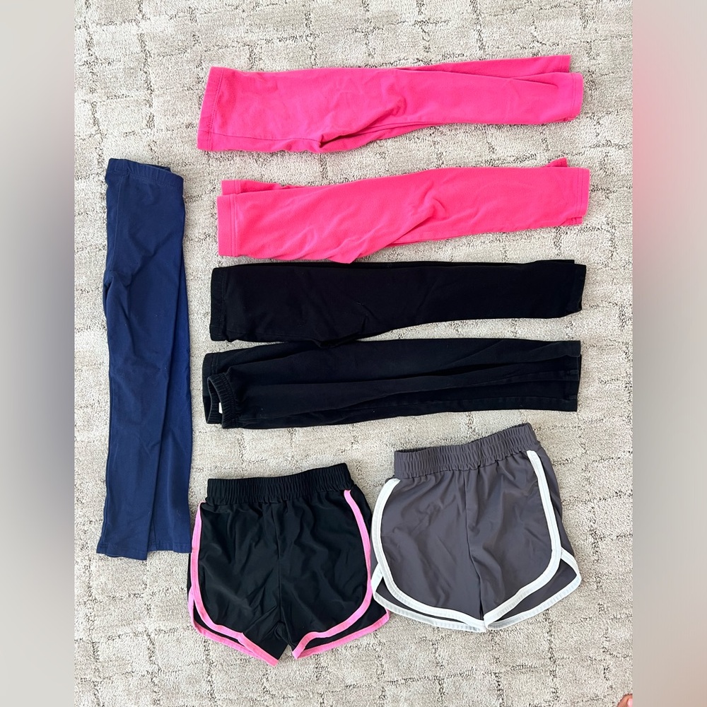Toddler girl pants and shorts 4T- one pair of black leggings is a 5T